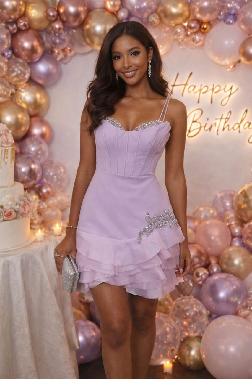 Robe courte Rengin - Mauve pastel