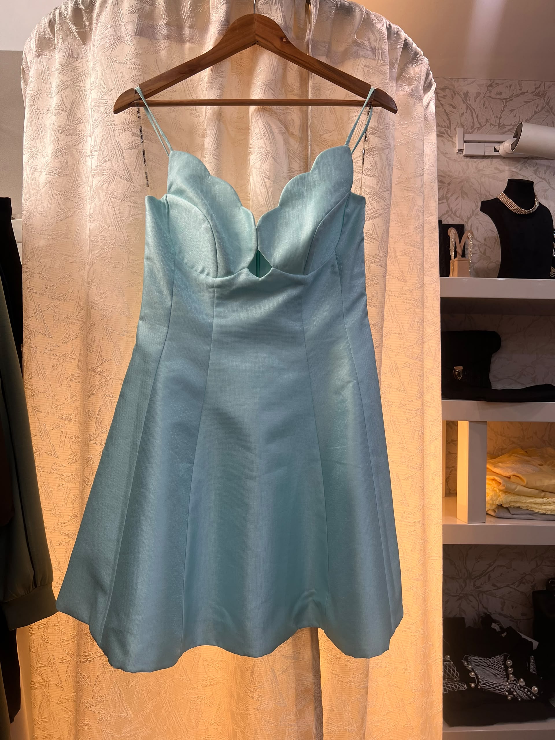 Robe courte Rengin - Bleue turquoise